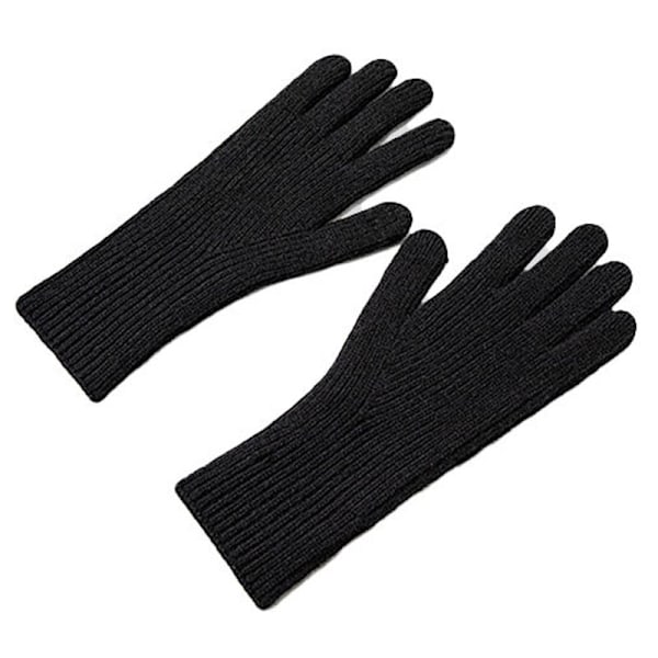 Stickade telefonhandskar med fingerutskärningar, unisex, svarta