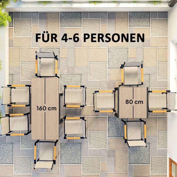 Puutarhapöytä jatkettava alumiininen 80/160x80 cm säänkestävä parvekepöytä liukumaton buffetpöytä retkeilypöytä 6 hengelle patiopöytä ulkoruokapöytä p