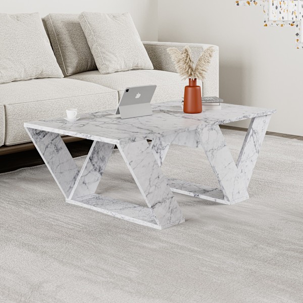 Soffbord Pipra - Carrara marmor