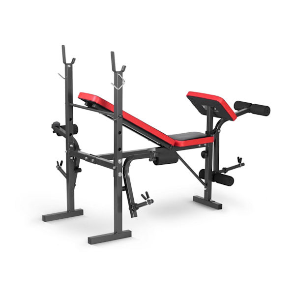 Träningsbänk med skivstångsställ och bicepscurl-station Neo-Sport NS-200