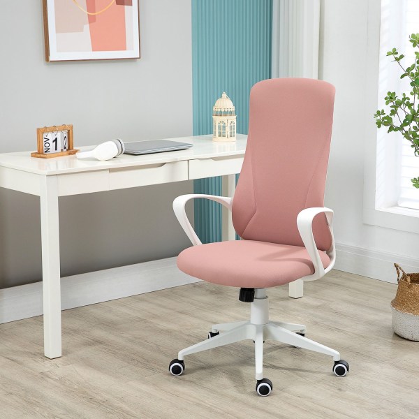 Office Chair Rocker Function, Korkeussäädettävä Pöytätuoli, Ergonominen Tietokonetuoli, Stretch Fabric, Pinkki