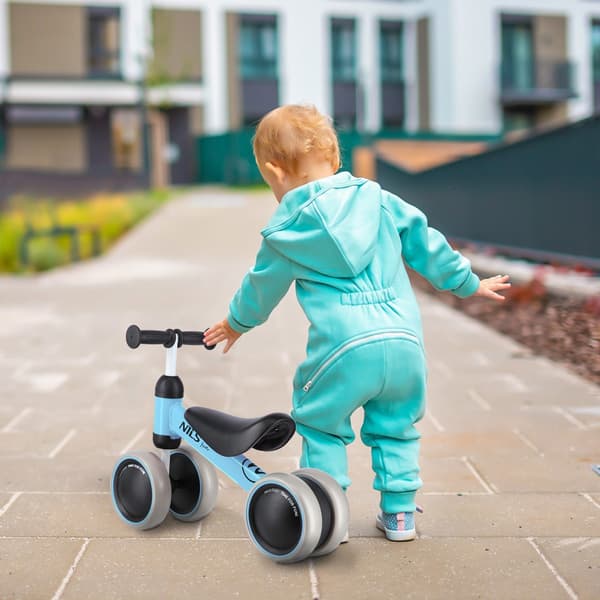 Blå balancecykel til børn, letvægts, justerbar