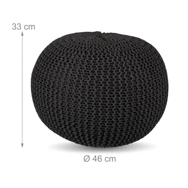 Stickad puff – Rund, Boho Design, Polystyrenfyllning