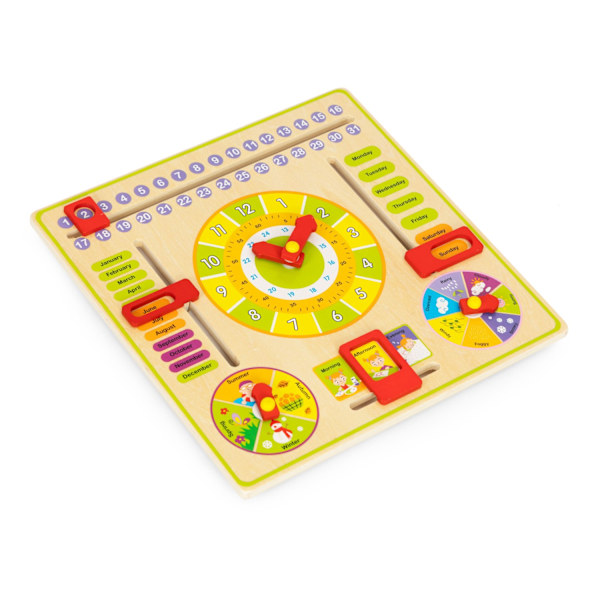 Træ pædagogisk manipulerende bord, kalenderur ECOTOYS