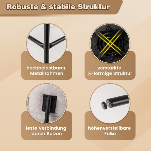 Drejebarstole, sæt med 2, beige, hørbetræk