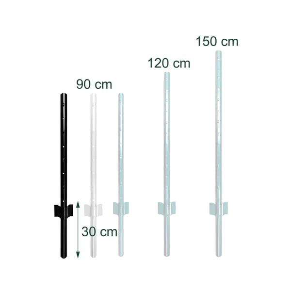 Svarta stålstaketstolpar, 90 cm, set om 10