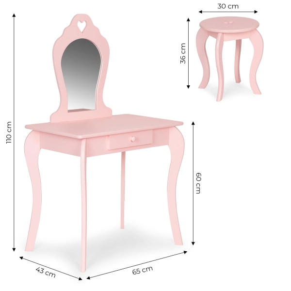 Stort sminkbord för barn med spegel för en tjej