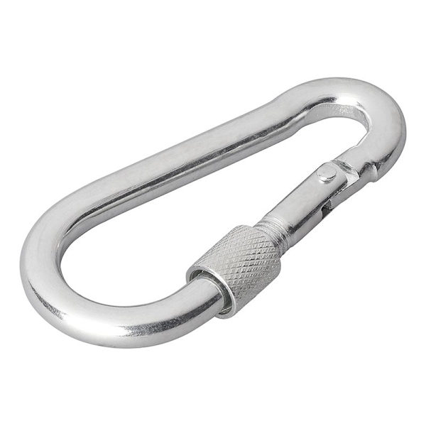 Karabiinikoukku metallia 8x80mm ruuvilukolla