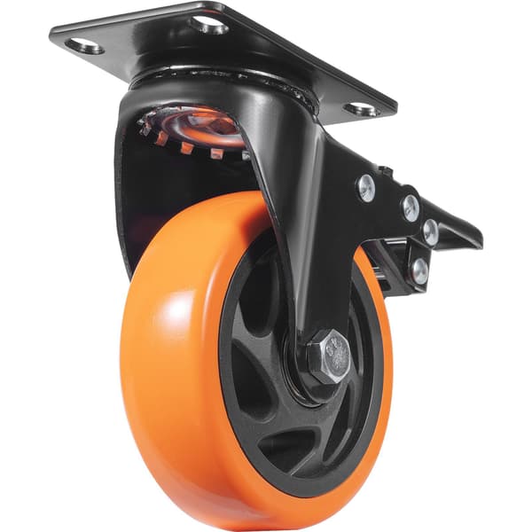 4 tommer drejelige pladehjul, sæt med 4, låsbar PVC