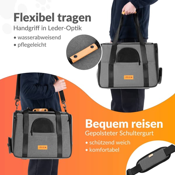Transportkasse til katte, grå, 44x34x31cm, op til 20 kg