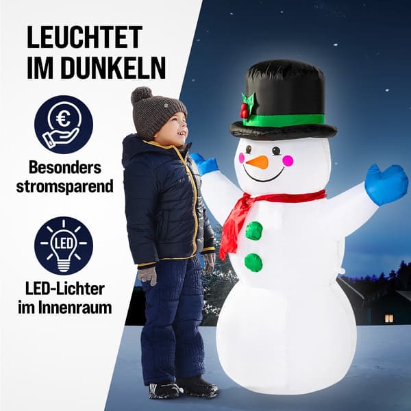 Oppustelig julesnemand med LED-lys, 120 cm