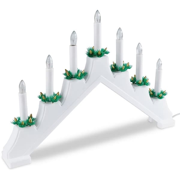 Adventsljusstake med Sju Ljus och Vit Bas för Advent