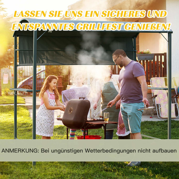 Grill Pavilion Flammebeskyttelse Tag Bbq Pavilion 2 Hylder Polyester Sort 218X138X216Cm