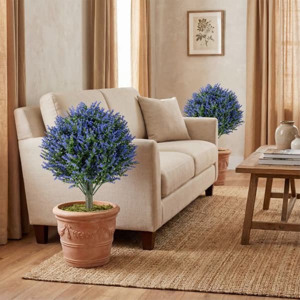 Konstgjorda lavendelträd, topiary, bollar, set om 2, spikar