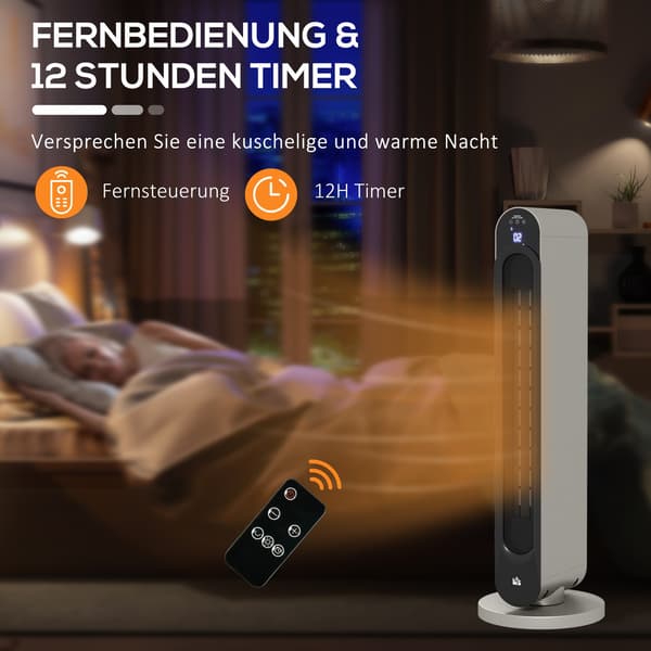 Keramisk rumvarmer, oscillerende, 3 tilstande, timer