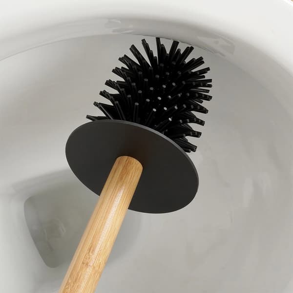 Toiletpapirholder og børstesæt, sort, 53 cm