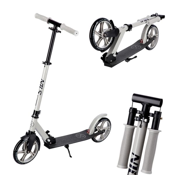 Grå sparkcykel, hopfällbar, justerbar höjd
