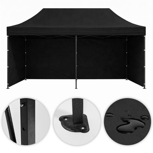 Automatisk 3x6m havepavillontelt til events, sort