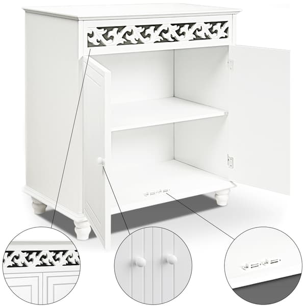 Vitt MDF-skåp med förvaring, 76x65x35cm