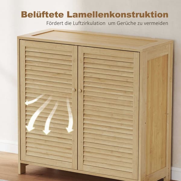 Kapea bambuinen kenkäkaappi säädettävillä hyllyillä