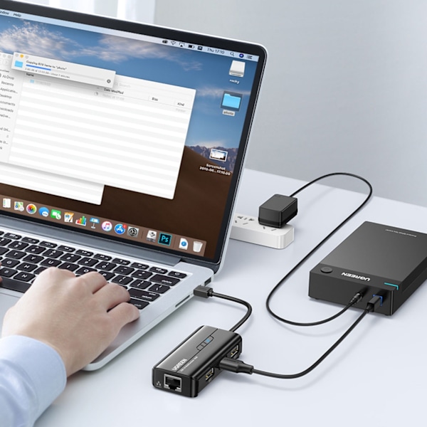 HUB Nätverksadapter USB-A - RJ45 10/100 Mbps / 3x USB 3.0 svart