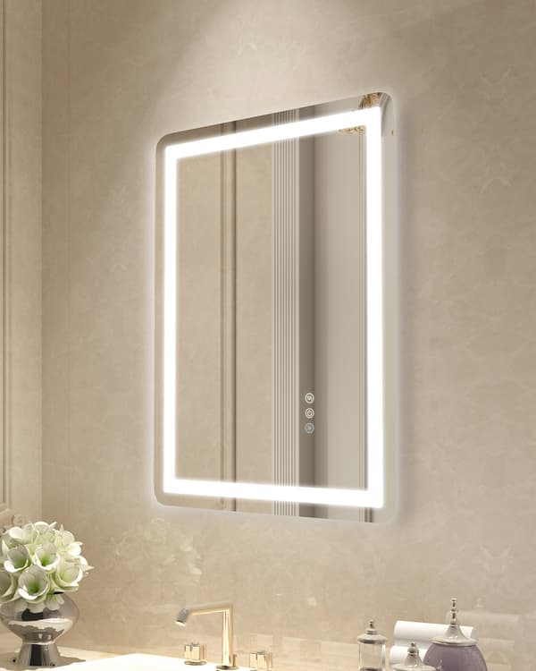 LED-badrumsspegel 50 x 70 cm, frontbelyst bakgrundsbelyst, imfri