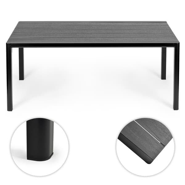 8-sits trädgårdsbord i polywood, 180×90 cm, grått