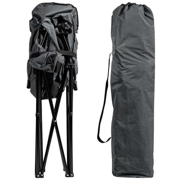 Oversized klap-campingstol med kopholder, grå