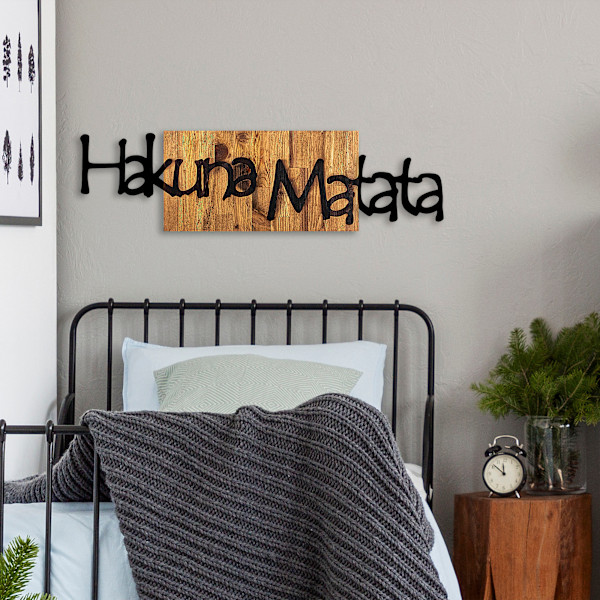 Dekorativt trævægtilbehør Hakuna Matata 4
