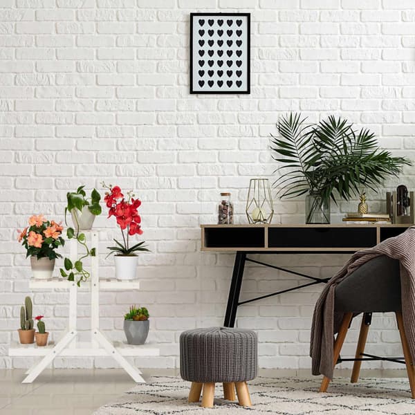 Blomstrappa i trä med 3 trappsteg