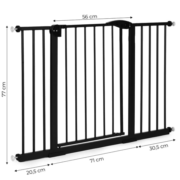 Sikkerhedslåge til trapper & døre, 74-132 cm, Stål, Sort