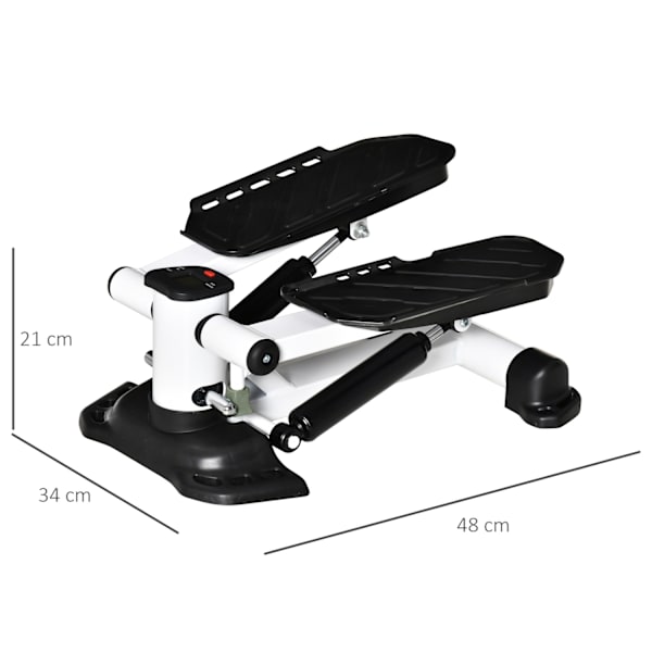 Mini Stepper Compact Mini Cykel Fitness Udstyr Med Lcd-Skærm, Store Pedaler, Metal & Abs, Hvid+Sort, 48X34X21Cm