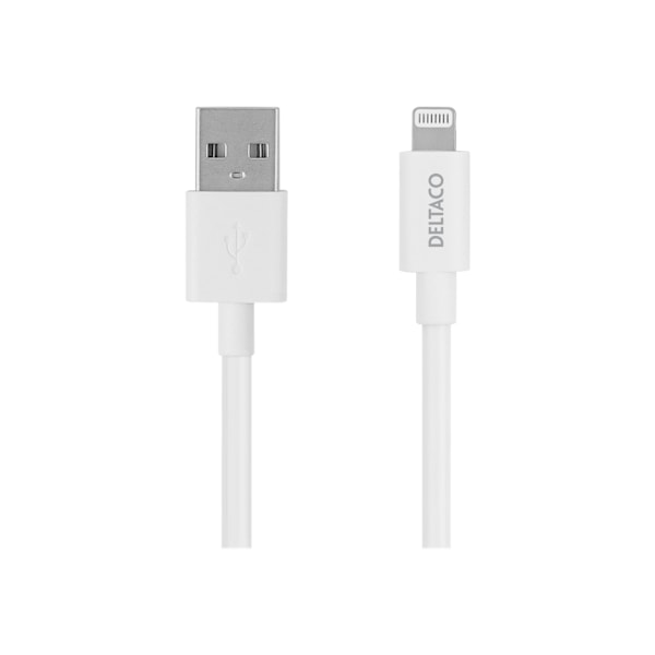 DELTACO - Lightning-kaapeli - USB-uros - Lightning-uros - 2 m - valkoinen