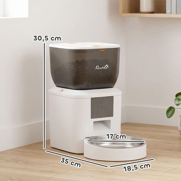 Automatisk kattefoderautomat, 4L, WiFi-appstyring, stemmestyring