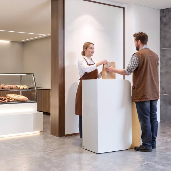 Receptionsdisk 80 cm, LED-lys, 2 skuffer, stikkontakter