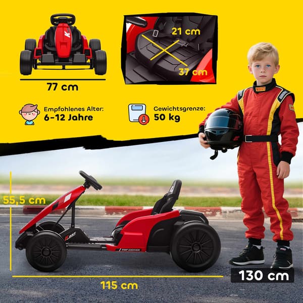 24V elektrisk gokart, drifttilstand, justerbart sæde, alder 6-12