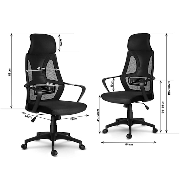 Kontorstol med micro mesh Praga - sort