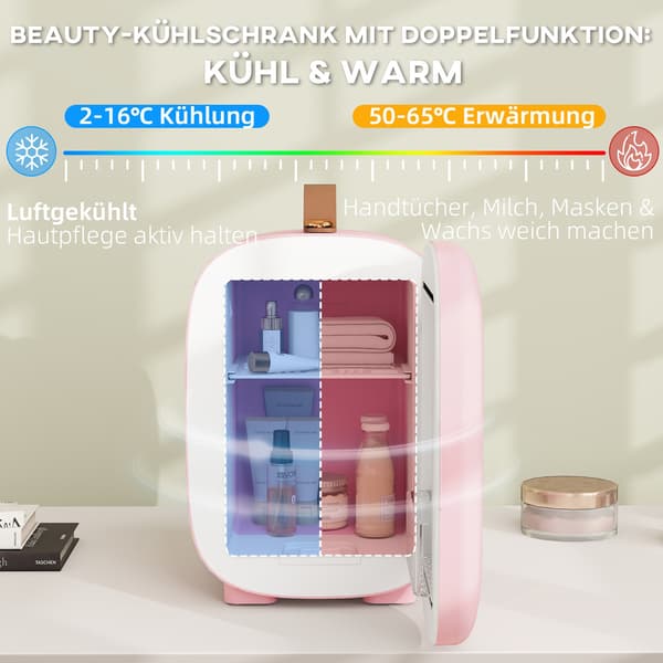 Mini Beauty Kylskåp – 4L, Rosa, Hudvård & Makeup Förvaring