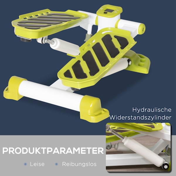 Mini stepper för hemmet, halkfri upp-och ner stepper med LCD-display, stepper hemmatränare med två stora pedaler, stål, gul