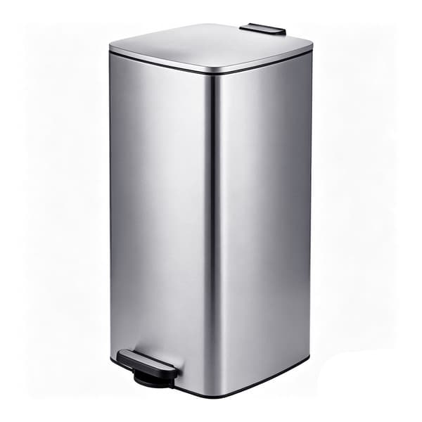 60L Pedalspand i rustfrit stål – Soft-Close, Sølv