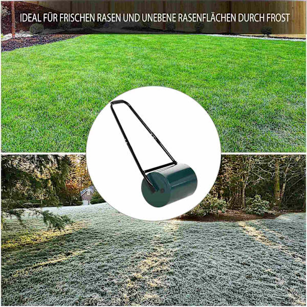 Nurmikkorulla puutarharulla puutarharulla U-kahvalla 31 cm halkaisija 30 cm työleveys 40 L vesi/hiekka täyte metallivihreä