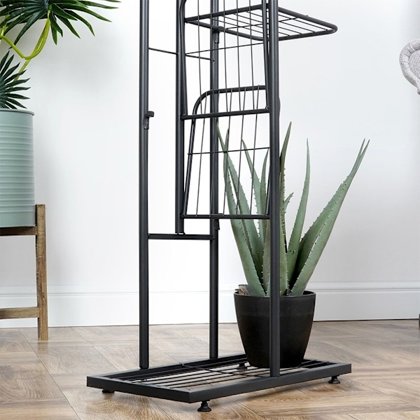 Sort metal blomsterstand med 5 niveauer i industriel stil