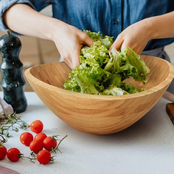 Bambuinen soikea salaattikulho – Luonnonmukainen, helppo puhdistaa