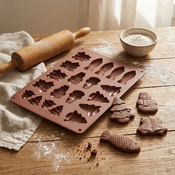 Silikoneform til småkage og chokolade, 34x24,5 cm, brun