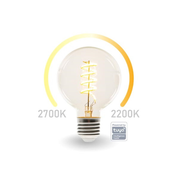 Smart Wifi Filament Pære - Varm hvid & Intens varm hvid - E27 - G95