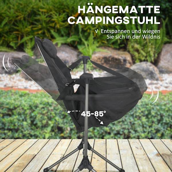 Hammock Camping Chair Sammenklappelig Havestol Op Til 120 Kg, Oxford, Sort