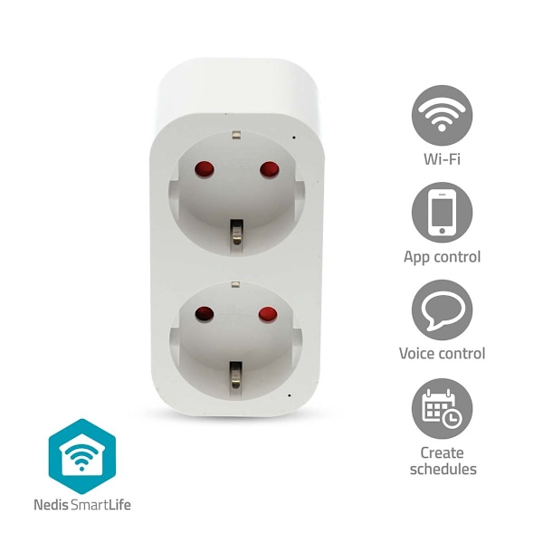 SmartLife Smart Plug | Wi-Fi | IP21 | Effektmåler | 3680 W | Type F (CEE 7/7) | 0 - 55 °C | Android™ / IOS | Hvid | 1 stk.