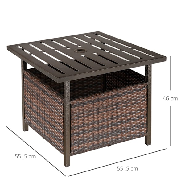 Rattan Bord Havebord Patiobord Sofabord Med Paraplyhul Perfekt Til Havebalkon Patio 55,5 X 55,5 X 46 Cm Brun