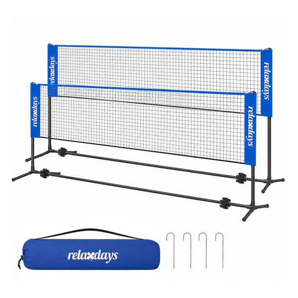 Justerbart badmintonnet med stativ, 400 cm, blå