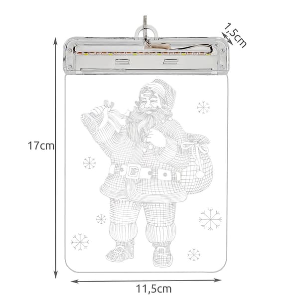 Målat glas LED 3D- Santa